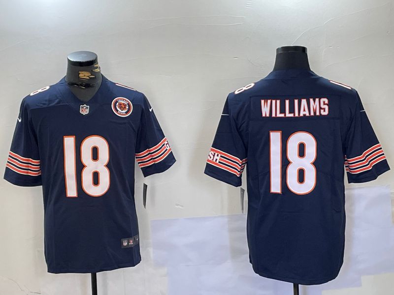 Men Chicago Bears #18 Williams Blue Second generation 2024 Nike Limited NFL Jersey style 2